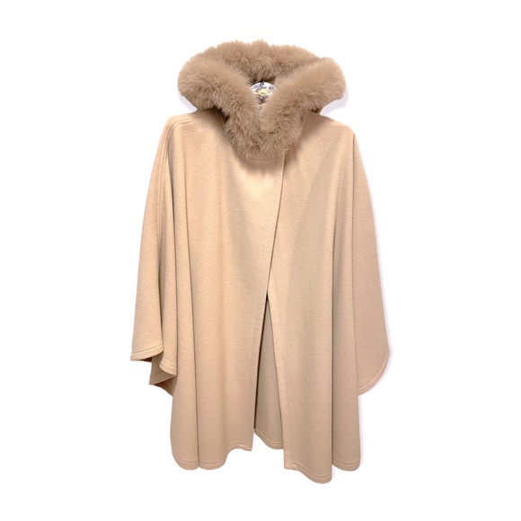 Marvin Richards Jackets & Blazers - STUNNING Wool & Cashmere MARVIN RICHARDS Cape with Fox Fur Trim Hood OSFA